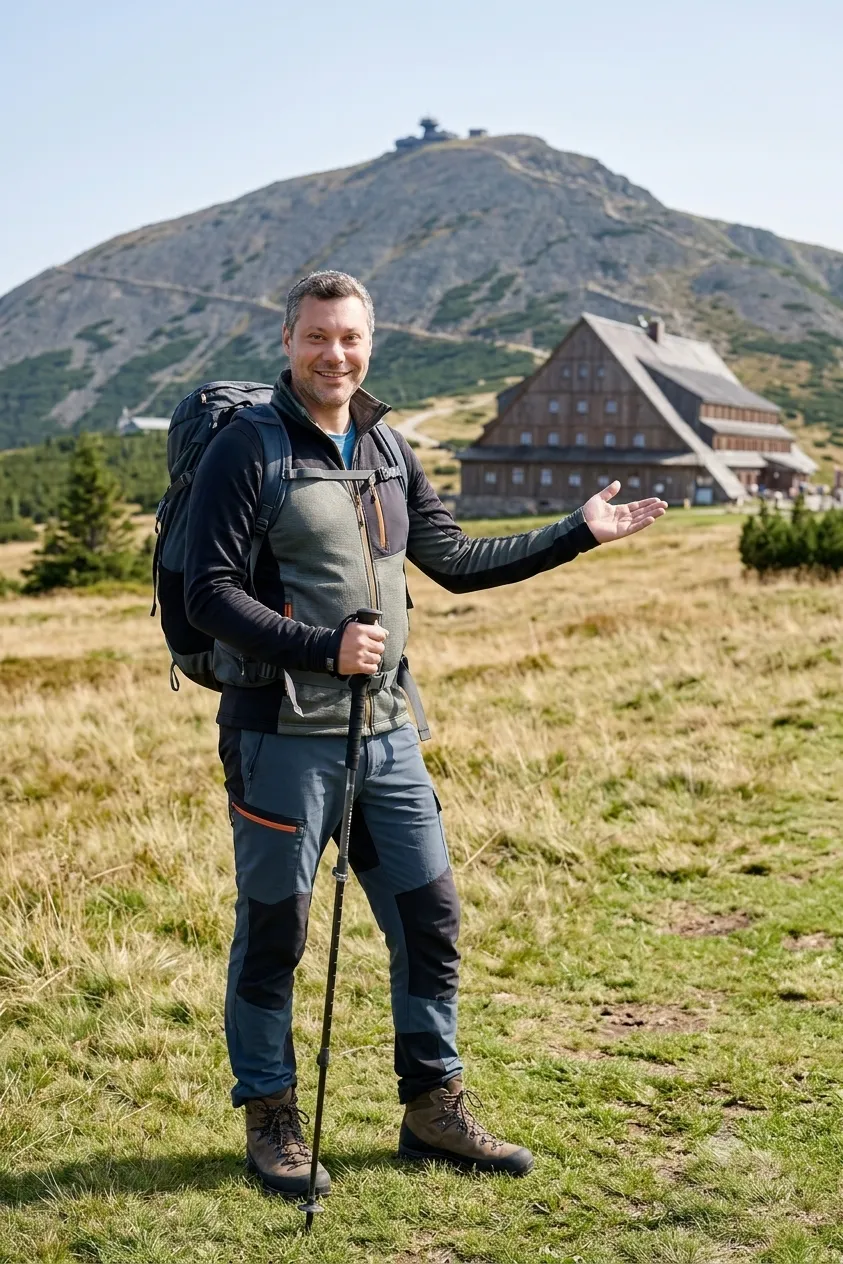 Lukáš Fiedler na túře v Krkonoších pod Sněžkou